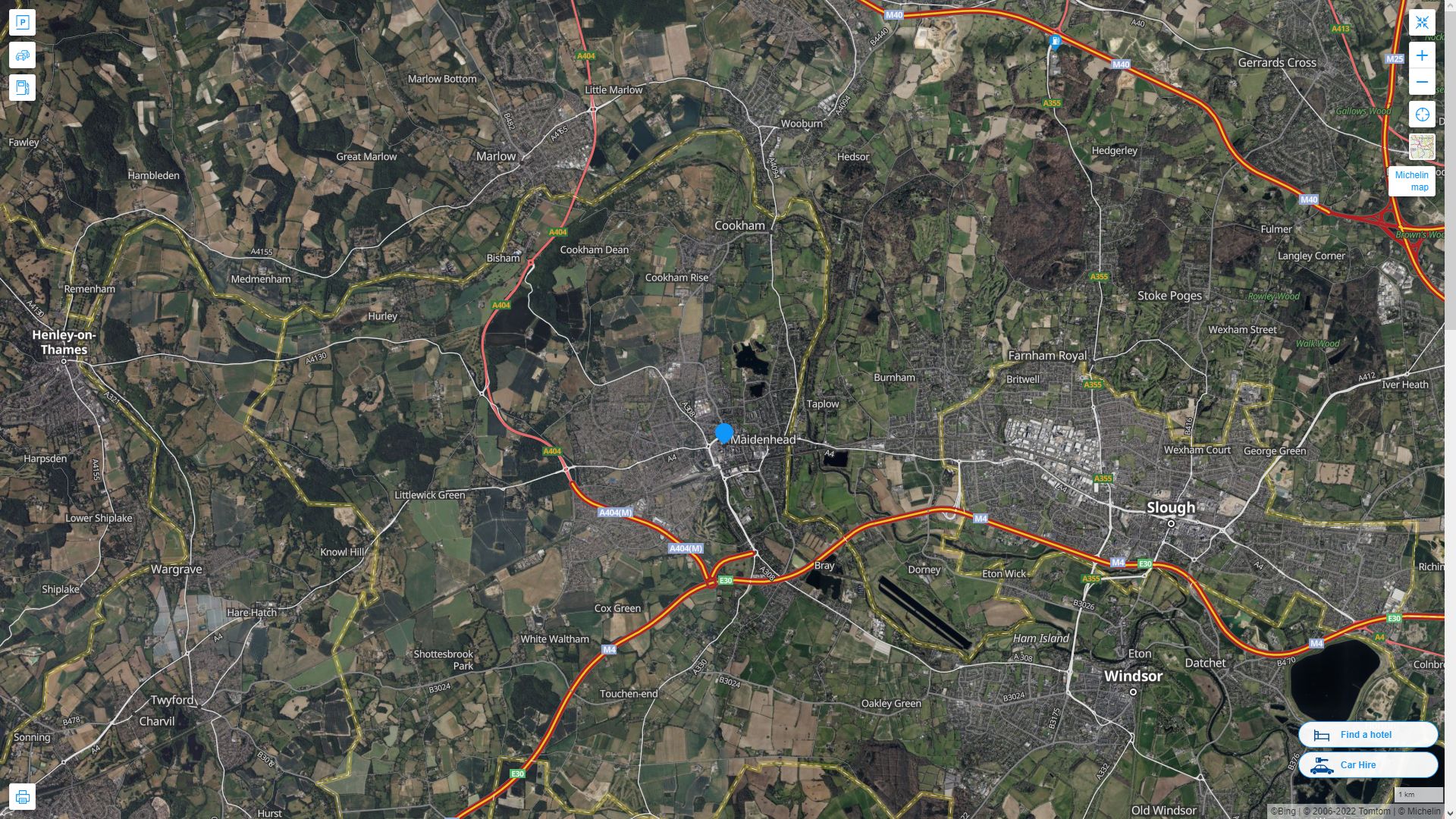 Maidenhead Highway and Road Map with Satellite View